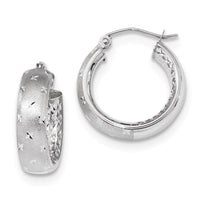 Thumbnail for 14k Polished Satin and Diamond-cut In/Out Hoop Earrings