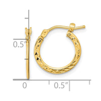 Thumbnail for 14k Gold Polished and Diamond-cut Hoop Earrings