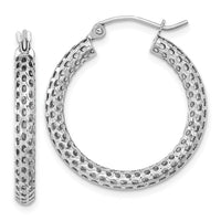 Thumbnail for 14k White Gold Mesh Hoop Earrings
