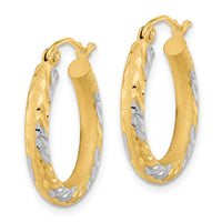 Thumbnail for 14k White Rhodium Diamond-cut Satin Hoop Earrings