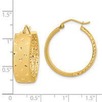 Thumbnail for 14k Polished Satin and Diamond-cut Hoop Earrings