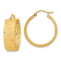 Thumbnail for 14k Polished Satin and Diamond-cut Hoop Earrings