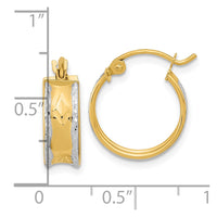Thumbnail for 14k White Rhodium Polished Diamond-cut Hoops