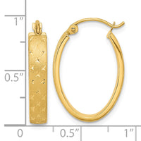 Thumbnail for 14k Polished Satin Diamond-cut Hoop Earrings
