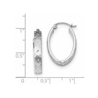 Thumbnail for 14k Polished Satin Diamond-cut Hoop Earrings