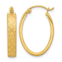 Thumbnail for 14k Polished Satin Diamond-cut Hoop Earrings