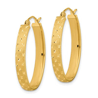 Thumbnail for 14k Polished Satin Diamond-cut Hoop Earrings