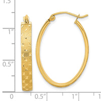 Thumbnail for 14k Polished Satin Diamond-cut Hoop Earrings