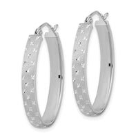 Thumbnail for 14k Polished Satin Diamond-cut Hoop Earrings