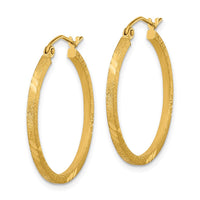 Thumbnail for 14k Satin Diamond-cut Square Tube Hoop Earrings
