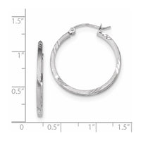 Thumbnail for 14k Satin Diamond-cut Square Tube Hoop Earrings