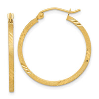 Thumbnail for 14k Satin Diamond-cut Square Tube Hoop Earrings