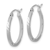 Thumbnail for 14k Satin Diamond-cut Square Tube Hoop Earrings