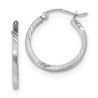 Thumbnail for 14k Satin Diamond-cut Square Tube Hoop Earrings