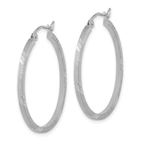 Thumbnail for 14k Satin Diamond-cut Square Tube Hoop Earrings