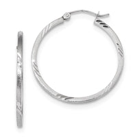 Thumbnail for 14k Satin Diamond-cut Square Tube Hoop Earrings
