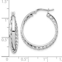 Thumbnail for 14K White Gold Polished and Textured Hinged Hoop Earrings