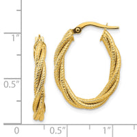 Thumbnail for 14k Polished Textured Twisted Oval Hoop Earrings