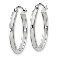 Thumbnail for 14k White Gold Polished 2.75mm Oval Tube Hoop Earrings