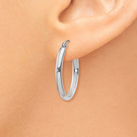 Thumbnail for 14k White Gold Polished 2.75mm Oval Tube Hoop Earrings