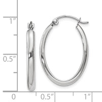 Thumbnail for 14k White Gold Polished 2.75mm Oval Tube Hoop Earrings