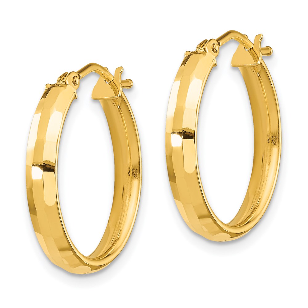 14k Gold Polished and Textured Hoop Earrings