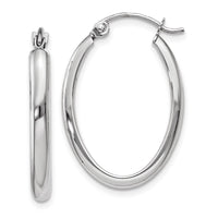 Thumbnail for 14k White Gold Polished 2.75mm Oval Tube Hoop Earrings