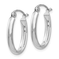 Thumbnail for 14k White Gold Polished 2.75mm Oval Tube Hoop Earrings