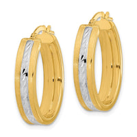 Thumbnail for 14k White Rhodium Diamond-cut Polished and Satin Hoop Earrings