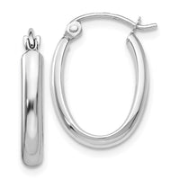 Thumbnail for 14k White Gold Polished 2.75mm Oval Tube Hoop Earrings