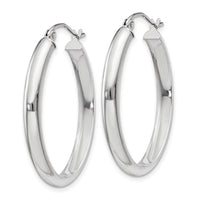 Thumbnail for 14k White Gold Polished 3.75mm Oval Tube Hoop Earrings