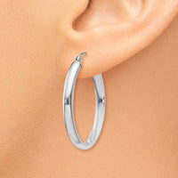 Thumbnail for 14k White Gold Polished 3.75mm Oval Tube Hoop Earrings