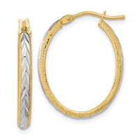 Thumbnail for 14k White Rhodium Diamond-cut Textured Hoop Earrings