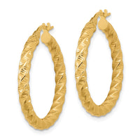 Thumbnail for 14k Gold Polished 3mm Twisted Hoop Earrings