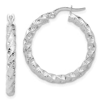 Thumbnail for 14k Gold Polished 3mm Twisted Hoop Earrings