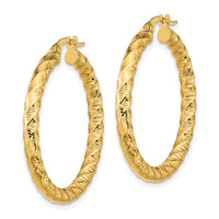 Thumbnail for 14k Gold Polished 3mm Twisted Hoop Earrings
