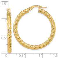 Thumbnail for 14k Gold Polished 3mm Twisted Hoop Earrings