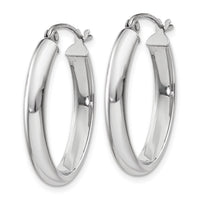 Thumbnail for 14k White Gold Polished 3.75mm Oval Tube Hoop Earrings