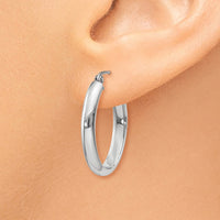 Thumbnail for 14k White Gold Polished 3.75mm Oval Tube Hoop Earrings
