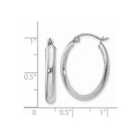 Thumbnail for 14k White Gold Polished 3.75mm Oval Tube Hoop Earrings