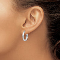 Thumbnail for 14k White Gold Polished 3.75mm Oval Tube Hoop Earrings