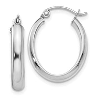 Thumbnail for 14k White Gold Polished 3.75mm Oval Tube Hoop Earrings