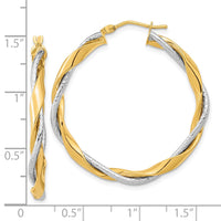 Thumbnail for 14k Two-tone Polished Rope Twisted Hoop Earrings
