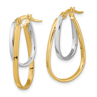 Thumbnail for 14k Two-tone Polished Double Oval Hoop Earrings