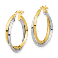 Thumbnail for 14k Two Tone Polished Double Hoops
