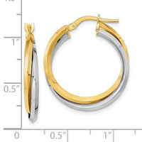 Thumbnail for 14k Two Tone Polished Double Hoops