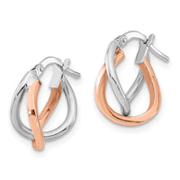 Thumbnail for 14k White and Rose Gold Fancy Hoops