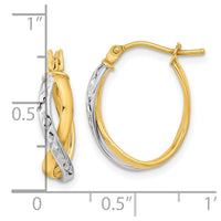 Thumbnail for 14k Two-Tone Diamond-cut and Polished Hoop Earrings