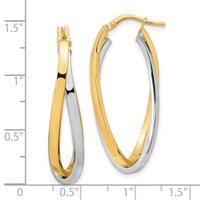 Thumbnail for 14k Two Tone Polished Oval Double Hoops