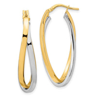 Thumbnail for 14k Two Tone Polished Oval Double Hoops
